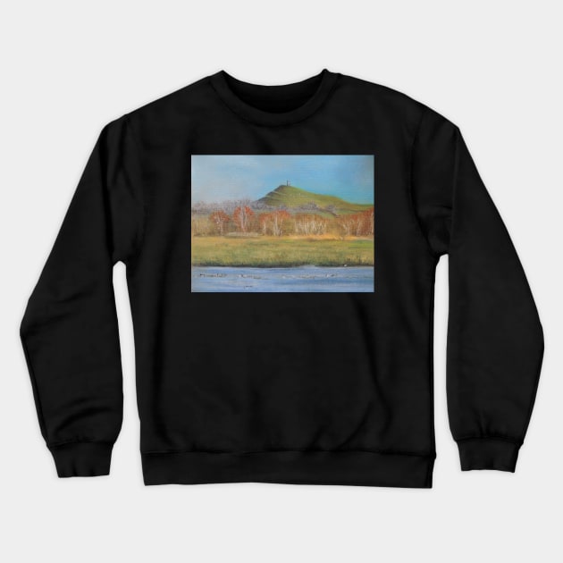 Glastonbury Tor In Autumn Crewneck Sweatshirt by AlexaZari